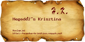 Hegedűs Krisztina névjegykártya